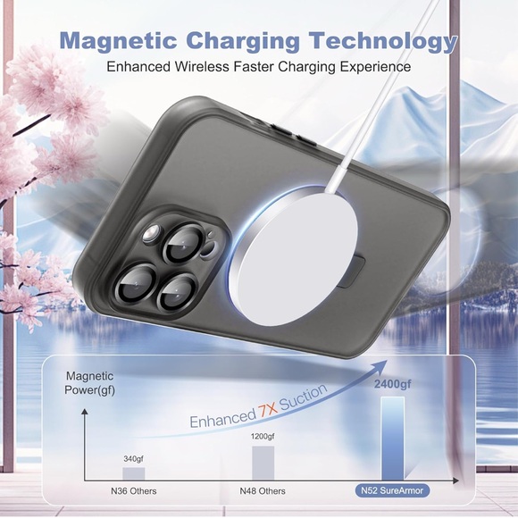 NWT iPhone 15 Pro Case with Magnetic Invisible Ring Stand Camera Lens Protection - Picture 4 of 7